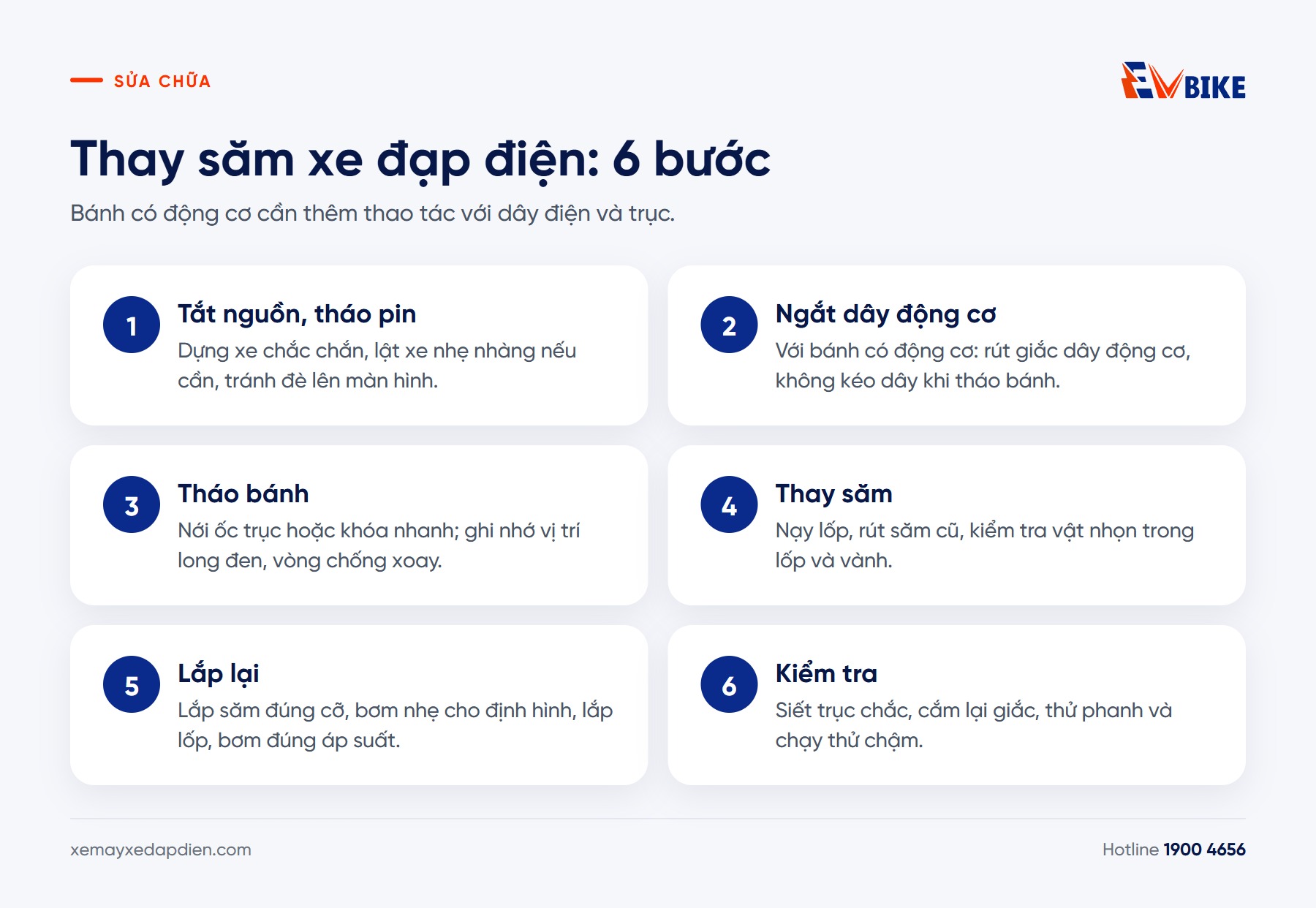 Sáu bước thay săm xe đạp điện tại nhà