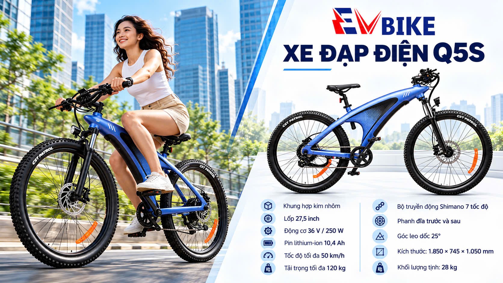 Xe đạp điện EVBIKE Q5S – thông số